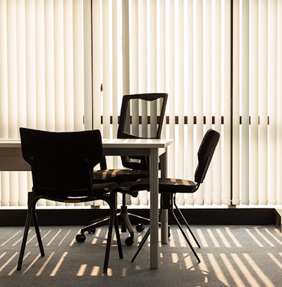 Vertical blinds in an office